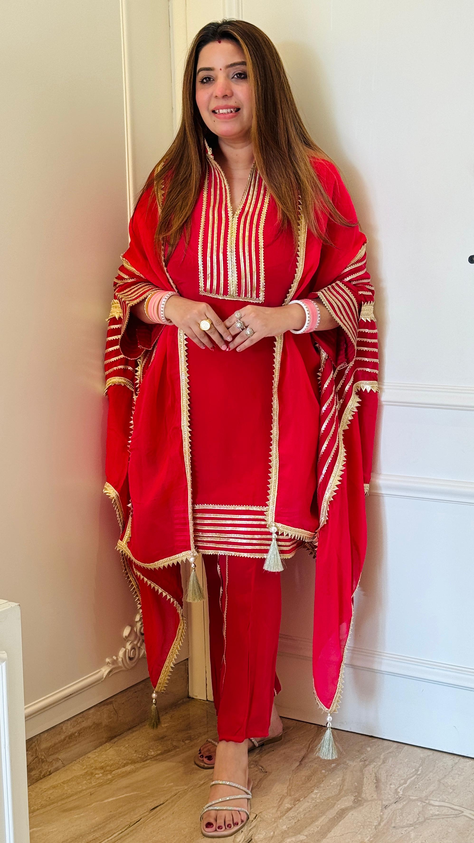 Red Suit Set with Gotta Work